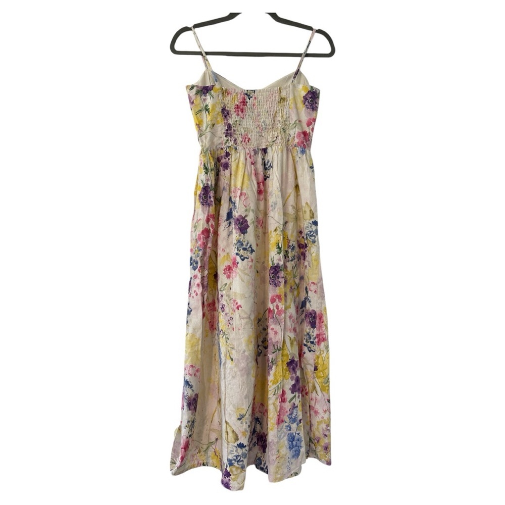 H&M Floral Linen and Cotton Blend Maxi Dress in Cream Size Extra Small - Picture 4 of 5
